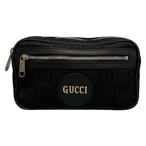 GUCCI Gucci Off the Grid Belt Bag 631341 Black Nylon Jacquard Leather Bum Bag